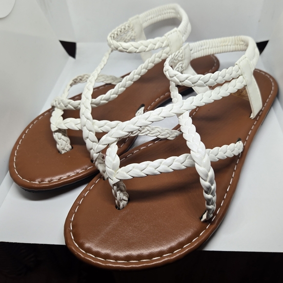 Women's White Braided Sandals - Picture 2 of 5